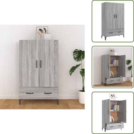 Credenza moderna - vidaXL Credenza Grigio Sonoma 70x31x115 cm in Legno Multistrato - Credenza da soggiorno
