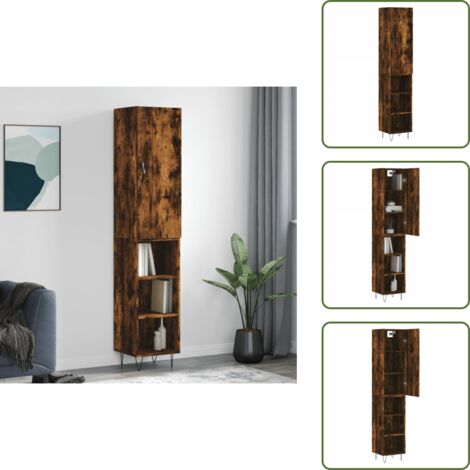 Credenza moderna - vidaXL Credenza Rovere Fumo 34,5x34x180 cm in Legno Multistrato - Credenza per interni