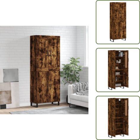 Credenza moderna - vidaXL Credenza Rovere Fumo  69,5x34x180 cm in Legno Multistrato -