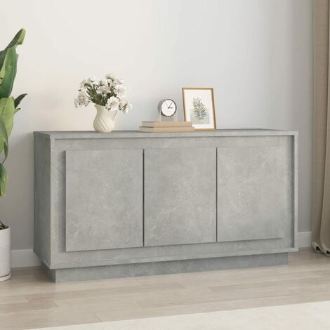 Credenza Moderna，Madia da cucina，Mobile Buffet，Armadio da Cucina Grigio Cemento 102x35x55 cm in Legno Multistrato VMOE68411 BonneVie