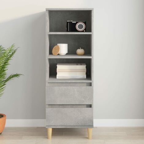 Credenza Moderna，Madia da cucina，Mobile Buffet，Armadio da Cucina Grigio Cemento 40x36x110 cm in Legno Multistrato VMOE59791 BonneVie