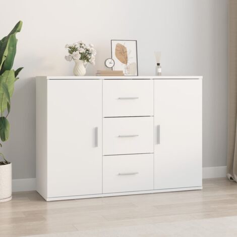 Credenza Moderna，Madia da cucina，Mobile Buffet，Armadio da Cucina Moderna Bianca 91x29,5x65 cm in Legno Multistrato VMOE34641 BonneVie