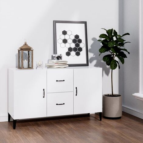 Credenza Moderna，Madia da cucina，Mobile Buffet，Armadio da Cucina Moderna  Bianco Lucido 100x36x60 cm in Legno Multistrato VMOE16772 BonneVie