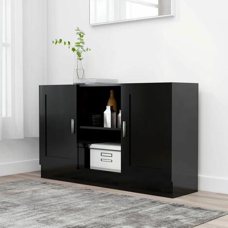 Credenza Moderna，Madia da cucina，Mobile Buffet，Armadio da Cucina Nera 120x30,5x70 cm in Truciolato VMOE13208 BonneVie