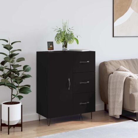 Credenza Moderna，Madia da cucina，Mobile Buffet，Armadio da Cucina Nera 69,5x34x90 cm in Legno Multistrato VMOE61214 BonneVie