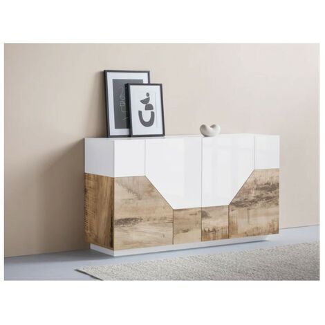 Credenza moderno bianco/acero, 4 ante - Alien