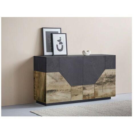 Credenza moderno grigio/acero, 4 ante - Alien