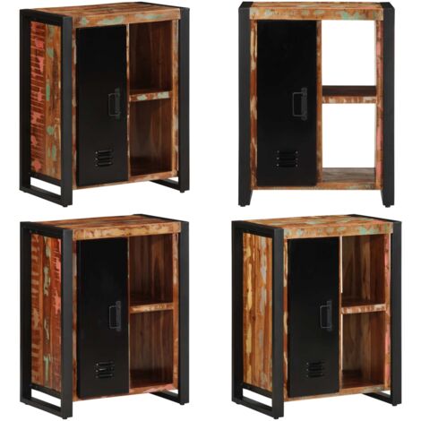 Credenza Multicolore 55x35x70 cm in Legno Massello Recupero - Credenza in legno riciclato - Credenza in legno massello