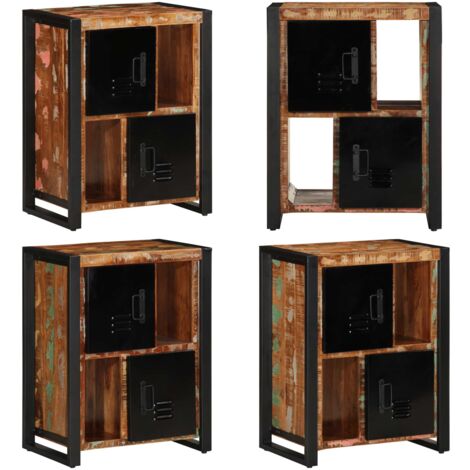 Credenza Multicolore 55x35x70 cm in Legno Massello Recupero - Credenza in legno riciclato - Credenza in legno massello