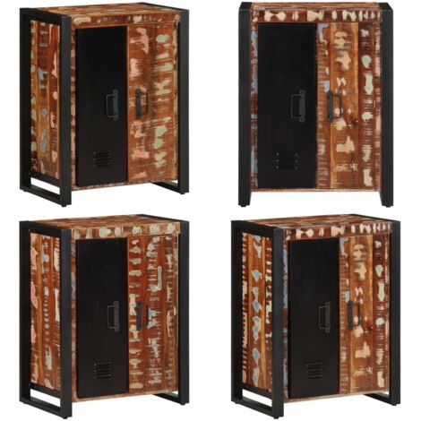 Credenza Multicolore 55x35x70 cm in Legno Massello Recupero - Credenza in legno riciclato - Credenza in legno massello