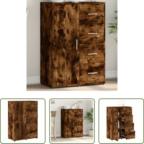 Credenza multistrato -  Credenza Rovere Fumo 60x31x84 cm in Legno Multistrato