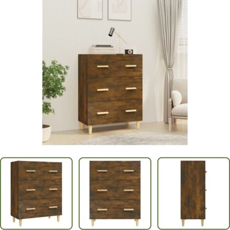 Credenza multistrato -  Credenza Rovere Fumo 70x34x90 cm in Legno Multistrato