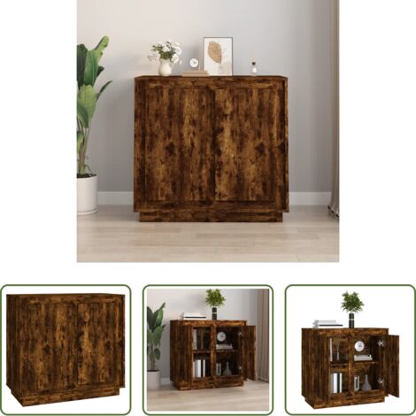 Credenza multistrato -  Credenza Rovere Fumo 80x34x75 cm in Legno Multistrato