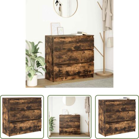 Credenza multistrato -  Credenza Rovere Fumo 80x35x76 cm in Legno Multistrato