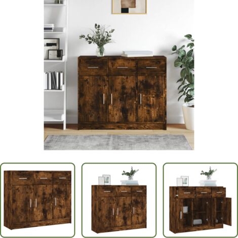 Credenza multistrato -  Credenza Rovere Fumo 91x28x75 cm in Legno Multistrato