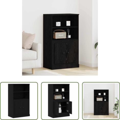 Credenza multistrato -  Highboard Rovere Nero 60 x 35.5 x 103.5 cm Legno multistrato