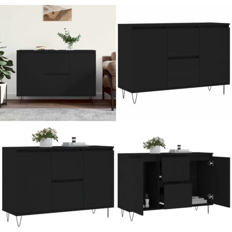 Credenza Nera 101,5x35x70 cm in Legno Multistrato - Credenza nera - Credenza moderna