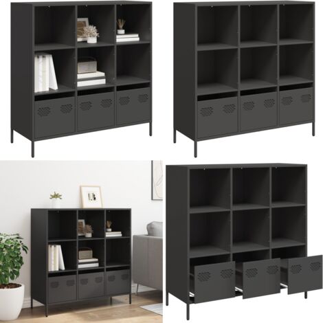 Credenza Nera 101,5x39x103,5 cm in Acciaio - Credenza nera - Credenza con cassetto