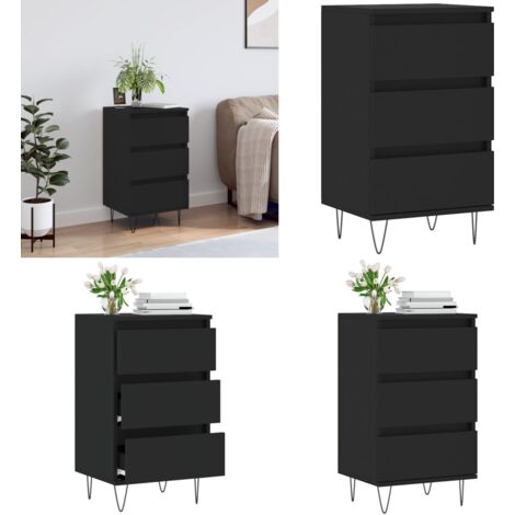 Credenza Nera 40x35x70 cm in Legno Multistrato - Credenza nera - Credenza con cassetti