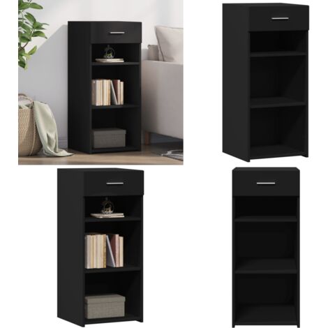 Credenza Nera 40x42,5x93 in Legno Multistrato - Credenza nera - Credenza con cassetto