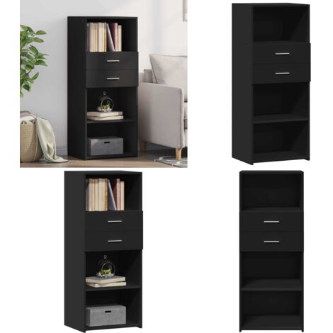 Credenza Nera 50x42,5x124 cm in Legno Multistrato - Credenza nera - Credenza moderna