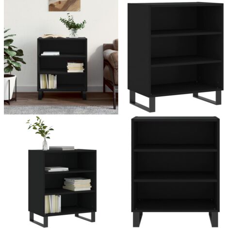 Credenza Nera 57x35x70 cm in Legno Multistrato - Credenza nera - Credenza con gambe in ferro
