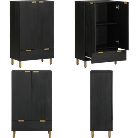 Credenza Nera 60x33x100 cm in Legno Multistrato - Credenza nera - Credenza multistrato