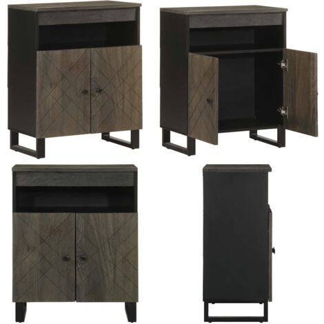 Credenza Nera 60x33x75 cm in Legno Massello di Mango - Credenza nera - Credenza mango