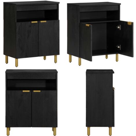 Credenza Nera 60x33x75 cm in Legno Multistrato - Credenza nera - Credenza da cucina