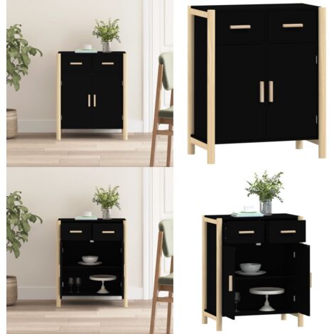 Credenza Nera 62x38x75 cm in Legno Multistrato - Credenza nera - Credenza multistrato