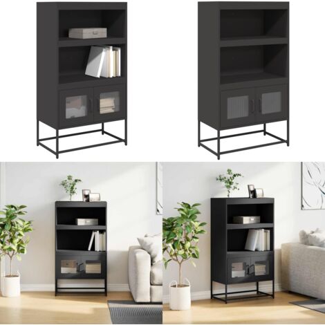 Credenza Nera 68x39x123 cm in Acciaio - Credenza nera - Credenza con ante