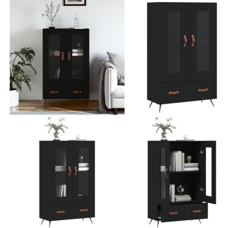 Credenza Nera 69,5x31x115 cm in Legno Multistrato - Credenza moderna - Credenza nera
