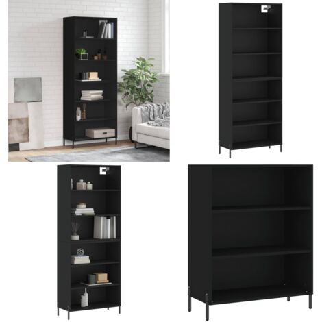 Credenza Nera 69,5x32,5x180 cm Legno Multistrato - Credenza moderna - Credenza nera
