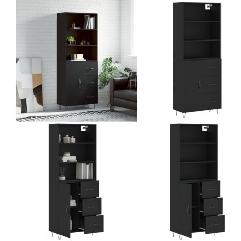 Credenza Nera 69,5x34x180 cm in Legno Multistrato - Credenza nera - Credenza moderna