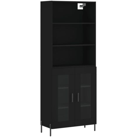 Credenza Nera 69,5x34x180 cm in Legno Multistrato vidaXL