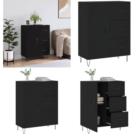 Credenza Nera 69,5x34x90 cm in Legno Multistrato - Credenza nera - Credenza multistrato