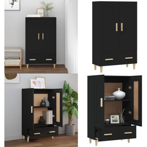 Credenza Nera 70x31x115 cm in Legno Multistrato - Credenza nera - Credenza moderna