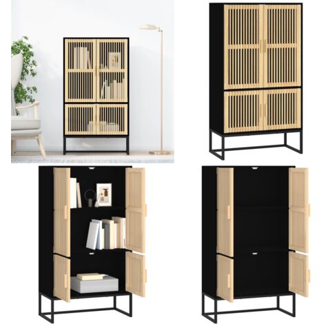 Credenza Nera 70x35x125 cm in Legno Multistrato - Credenza nera - Credenza in legno multistrato