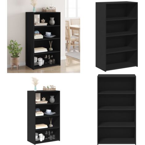 Credenza Nera 70x41x124 cm in Legno Multistrato - Credenza nera - Credenza moderna
