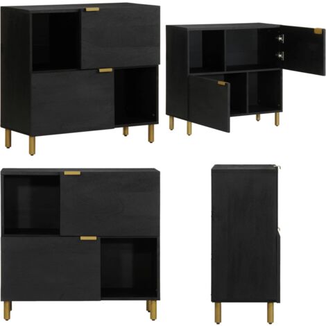 Credenza Nera 80x33x75 cm in Legno Multistrato - Credenza nera - Credenza da cucina