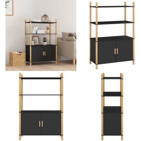 Credenza Nera 80x40x121 cm in Legno Multistrato - Credenza nera - Credenza in legno multistrato