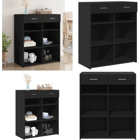 Credenza Nera 80x42,5x93 cm in Legno Multistrato - Credenza nera - Credenza con cassetti