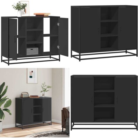 Credenza Nera 92x35x76 cm in Legno Multistrato - Credenza moderna - Credenza nera