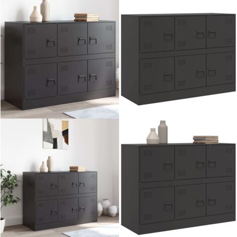 Credenza Nera 99x39x73 cm in Acciaio - Credenza nera - Credenza con maniglie