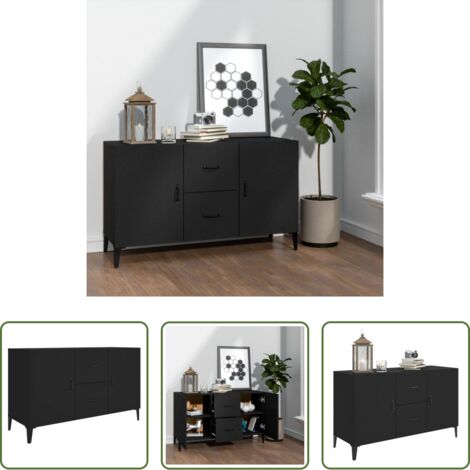 Credenza nera -  Credenza Nera 100x36x60 cm in Legno Multistrato