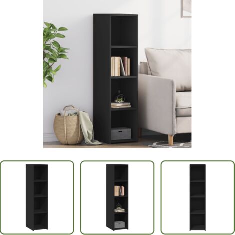 Credenza nera -  Credenza Nera 30x41x124 cm in Legno Multistrato