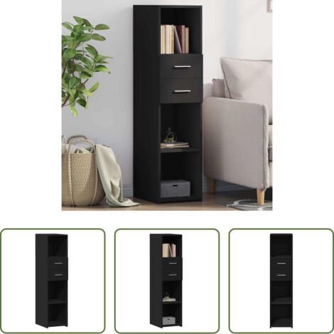 Credenza nera -  Credenza Nera 30x42,5x124 cm in Legno Multistrato