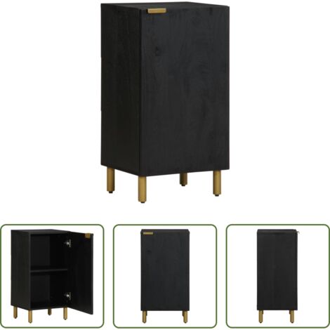 Credenza nera -  Credenza Nera 40x33x75 cm in Legno Multistrato