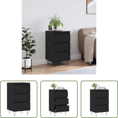 Credenza nera -  Credenza Nera 40x35x70 cm in Legno Multistrato