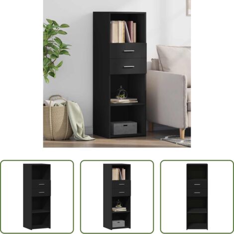 Credenza nera -  Credenza Nera 40x42,5x124 cm in Legno Multistrato